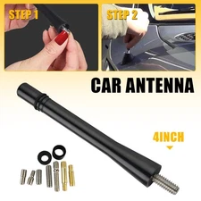 Screw 4inches Car Antenna Short Black Aluminum Radio AM/FM Antena Kit Universal