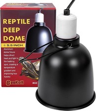 5.5 Inch Reptile Deep Dome Light Fixture - UVB Heat Lamp Holder with Ceramic Soc