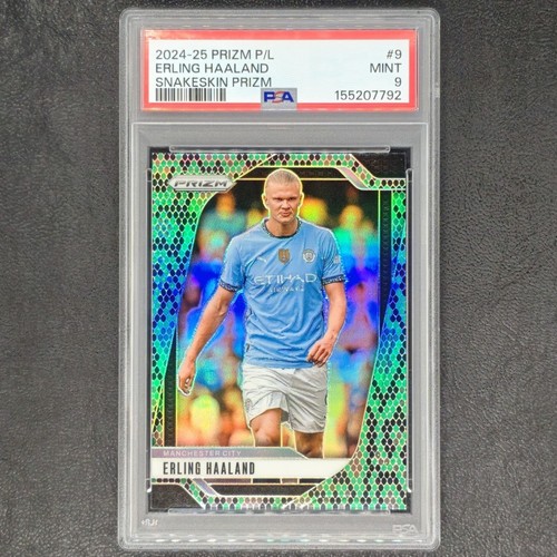 Erling Haaland 2024-25 Panini Prizm Premier League Snakeskin Prizm SSP #9 PSA 9