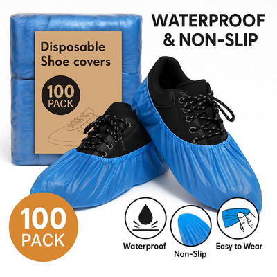 100 Pack Disposable Shoe Covers Non Slip Waterproof Booties for Indoor Home Use