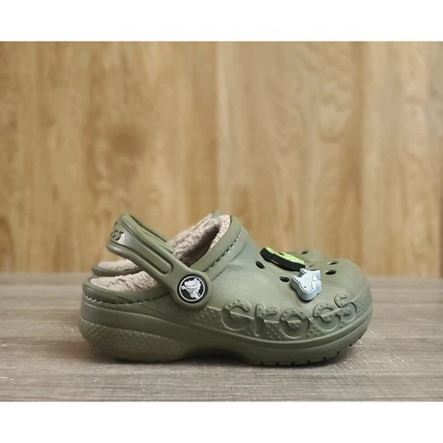Crocs Fur Lined Slip On Clogs Toddler Sze C8 Green