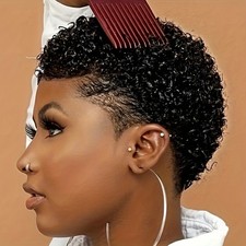 Short Afro Kinky Curly Wigs Human Hair Wig For Women Pixie Cut Wig Deep Wave Wat