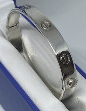 Ladies Solid Sterling Silver 925 Hallmarked Hinged Screw Bangle 26.12 gms
