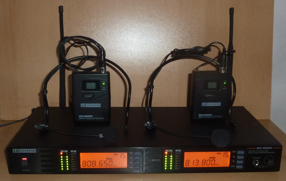 " LD Systems " WS 1000 Set mit WS 1000R2 Empfänger  2x Headset Mikrofon + Sender - Bild 3 von 4