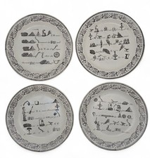 Creil Montereau 4 Assiettes Rébus Époque Restauration Lebeuf Thibault 1825-1833