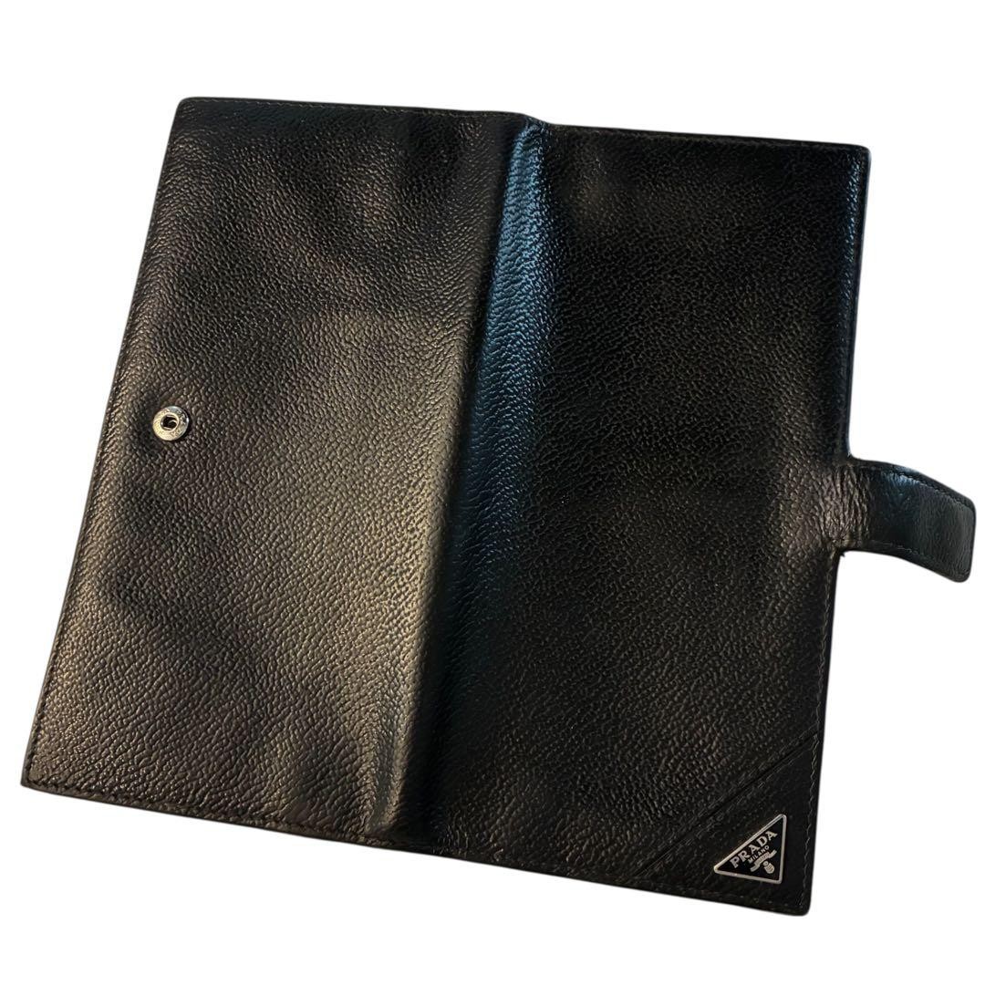 PRADA 2MV015 Saffiano Triangle Logo Continental Bifold Long Wallet Black 3.5x7.5 thumbnail 24