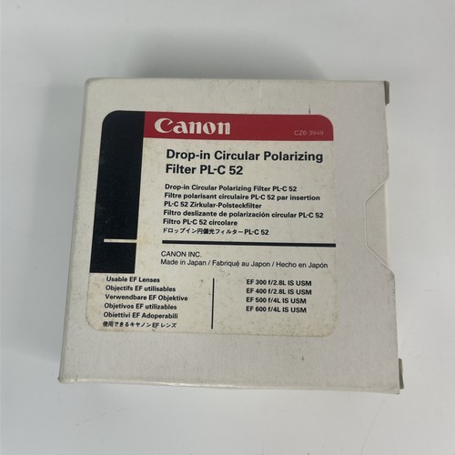 Canon PL-C 52mm Drop-in Circular Polarizing PL-C- 52 Filter w/Box & Case - Picture 2 of 5