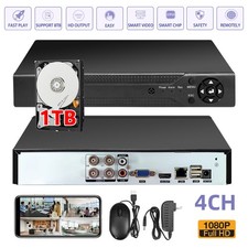 4CH Channel H.265 1080P DVR for Outdoor Home Security Camera System Opt 1TB HDD