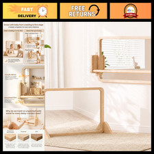 3-in-1 Adjustable Montessori Tummy Time Mirror with Bar for Infants 6M