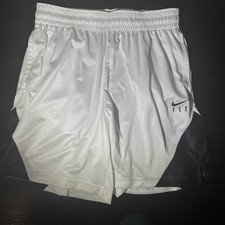 Nike Girls Fly Training Shorts White Black Size M NWT DA1086-010 Athletic Mesh