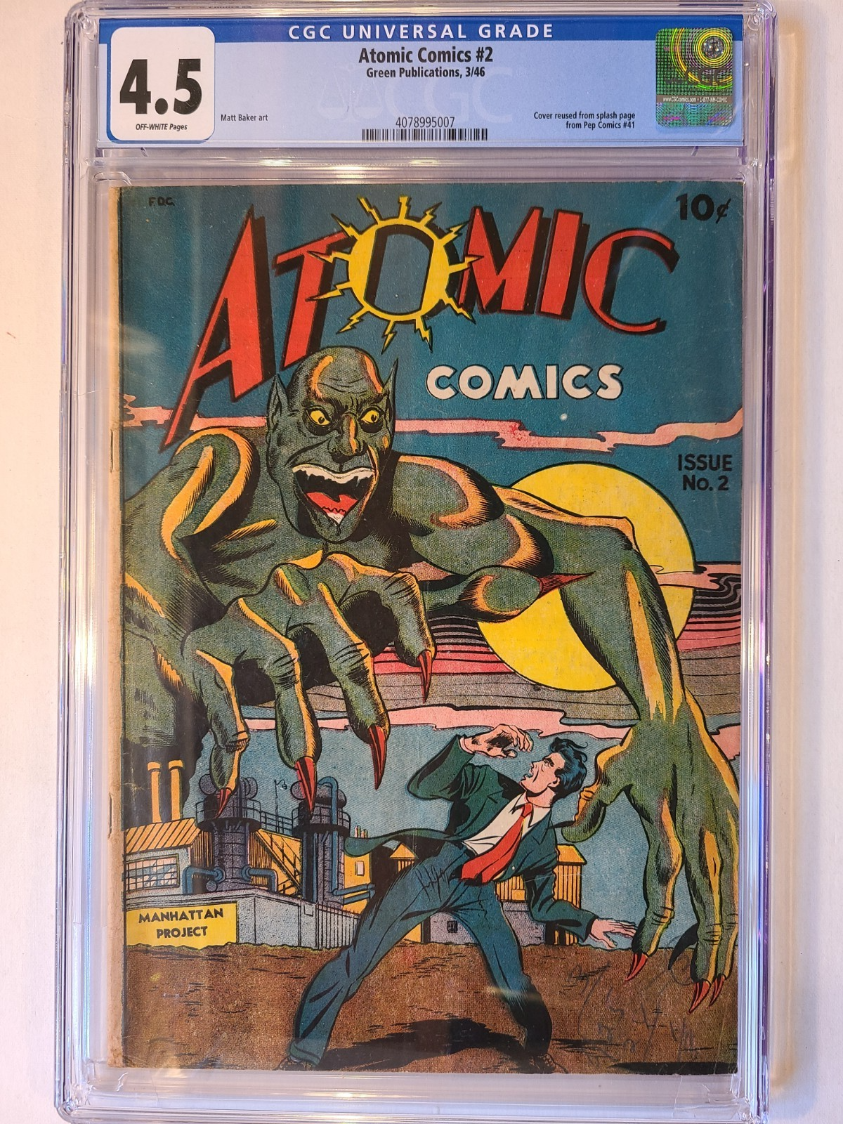 ATOMIC COMICS # 2 GREEN PUBL 1946 CGC 4.5 MATT BAKER ART | eBay