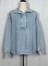 Aerie Women  s Oversized Getaway Quarter Snap Sweatshirt L