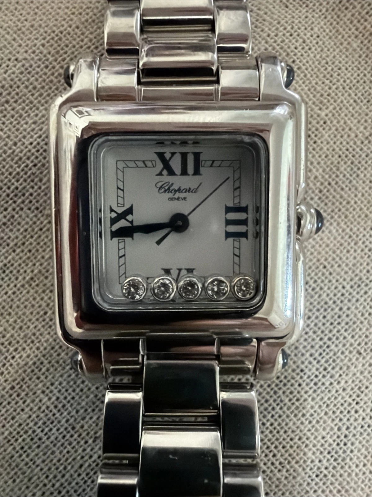 Chopard — Chopard Happy Sport 5 Floating Diamonds Square Watch 27/8893-23 Quartz Women