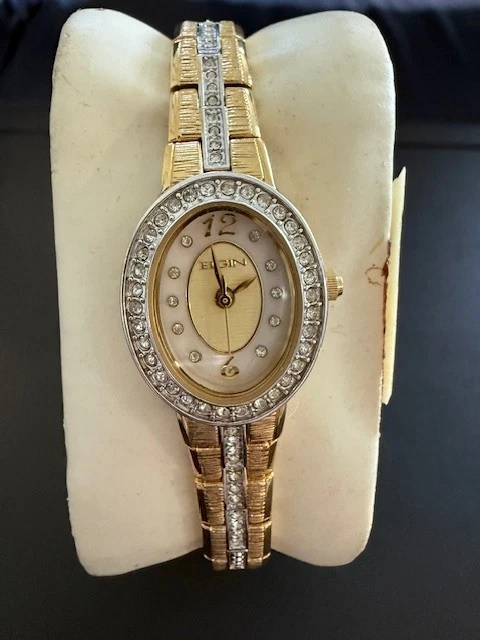 Elgin Womens Oval Yellow Gold Silver Tone Mother Of Pearl Dial Watch EG501 NOS Elgin Womens Oval Yellow Gold Silver Tone Mother Of Pearl  main image 2