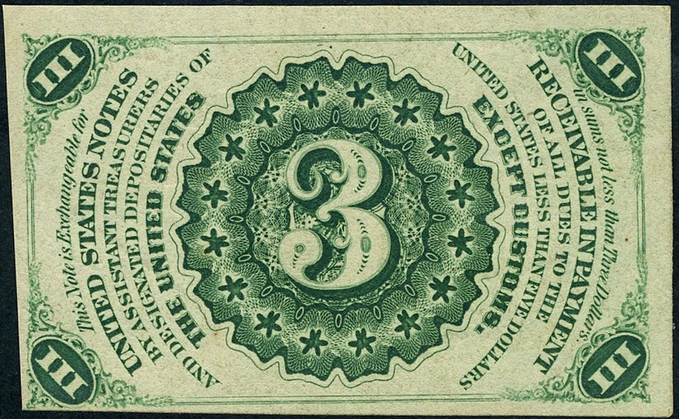 FR. 1226 3 c. 3rd Issue Fractional Note Light Background Choice CU - Image 3 of 3