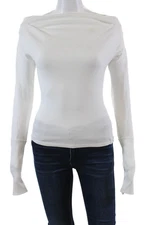 We The Free Womens Off The Shoulder Long Sleeve Ribbed Top White Size X