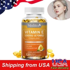 670mg Vitamin E 1000 Iu Capsules - Supports Skin, Hair, Immune and Eye Health