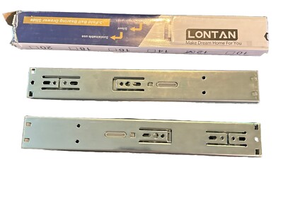 Lontan Drawer Slide 3-Fold Soft Close Ball Bearing 12'' - 2 Pack - Open Box Item
