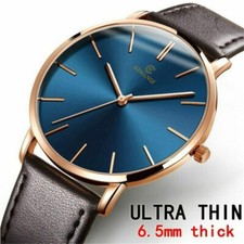 Luxury New Ultra Thin Slim Leather Fashion Men Quartz Wrist Watch Gift