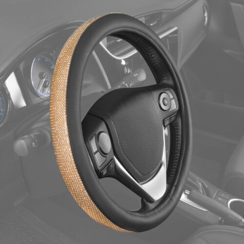 Shiny Metallic Bling Cute Leather Steering Wheel Cover Universal Size - Gold - Foto 5 di 7