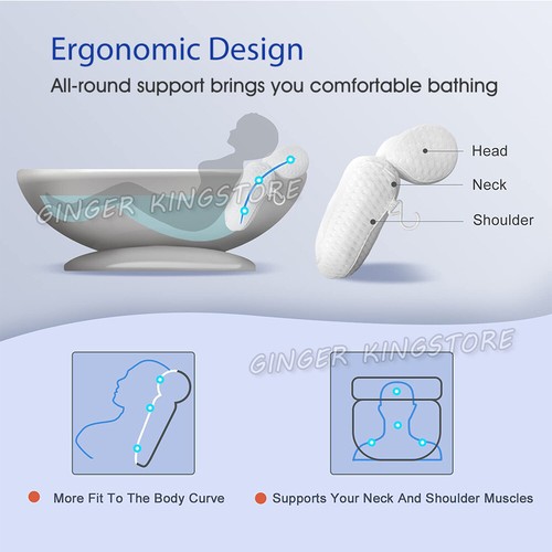 3d Mesh Bath Pillow Breathable Bathtub Cushion Neck Back Support Suction Cup Spa - Picture 5 of 12