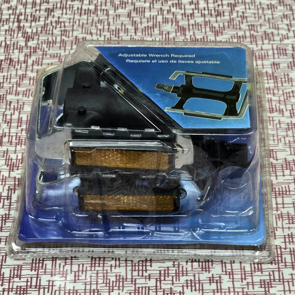 Nuevo Par de Pedales Jaula Metal Campana 9/16" 1006207 con Reflectores Amarillos Bicicleta Foto 4 de 4