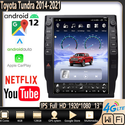 13'' Vertical Screen Apple Carplay Stereo Car Radio For Toyota Tundra 2014-2021