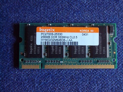 Hynix/Korea Speicher-Karte für  Laptop etc. 250 MB DDR,PC 2700 S-25330, gebr