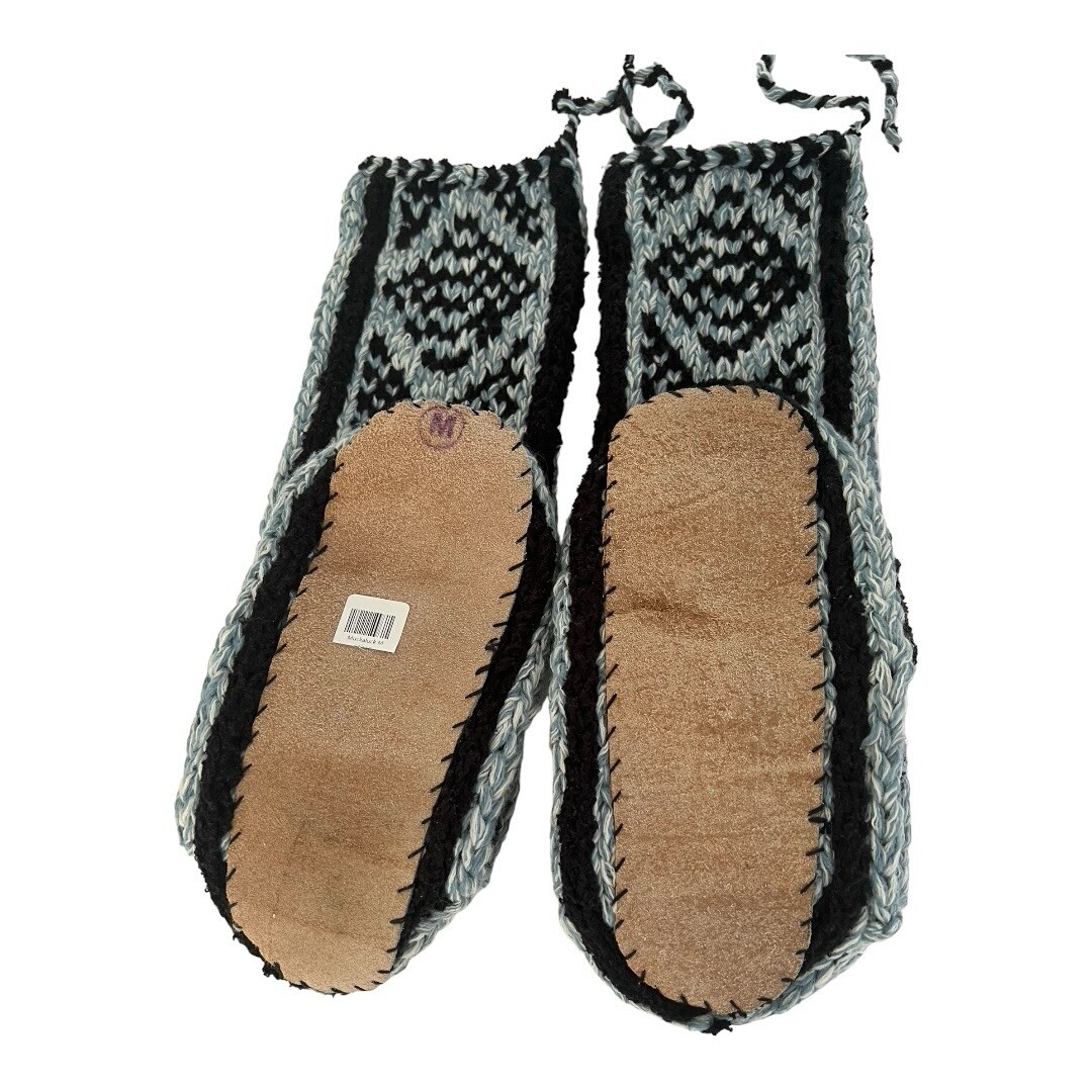 SAOLA Pantofola inferiore MukLuks media in pelle calzino lana morbida inverno accogliente suola 10"" nuova