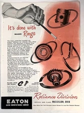 1950s Vintage Ad, 8.5x11, Eaton Reliance Rings ~ Industrial Magic Artwork