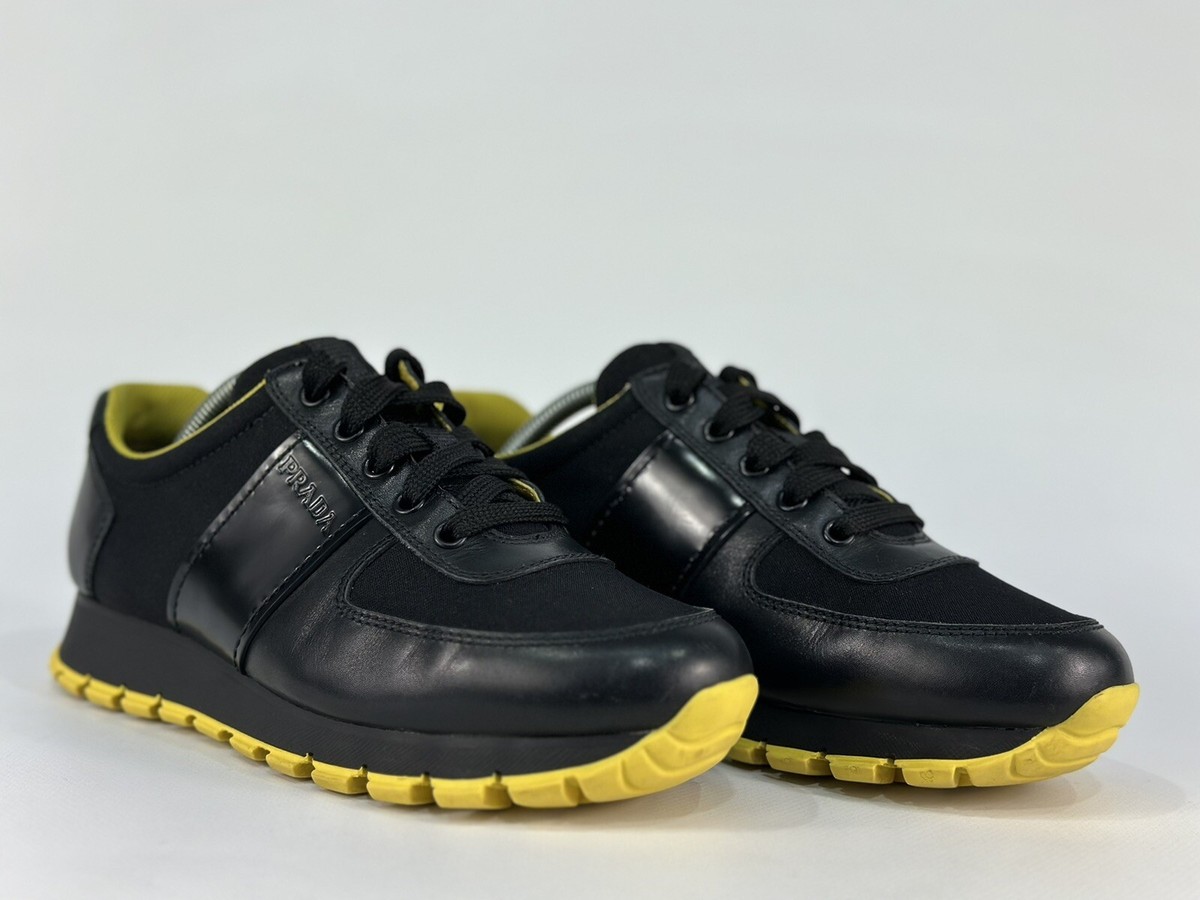 PRADA Womens 3E6270 Nylon/Leather Trainers/Sneaker Black Size 38