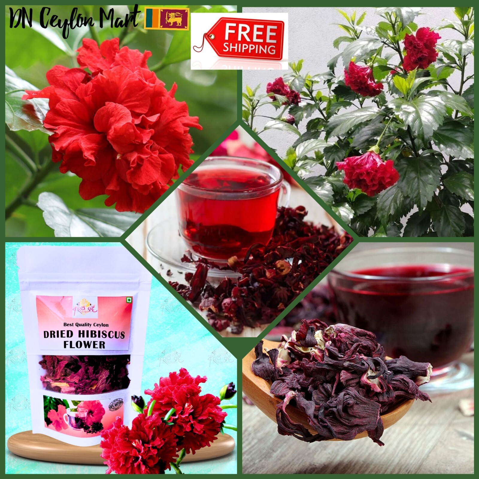 Hibiscus Dried Flowers Organic Pure Natural Scented Herbal Tea Premium Quality-image