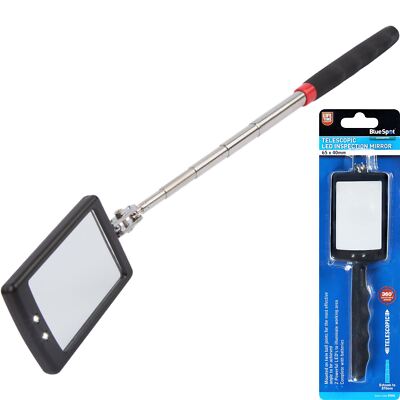 Bluespot Mechanik Inspektionsspiegel Teleskop ausziehbar LED eckig 870 mm
