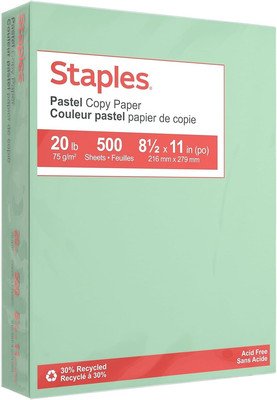 Pastel 30% Recycled Color Copy Paper, 20 lbs., 8.5'' x 11'', Green, 500/Ream (1...