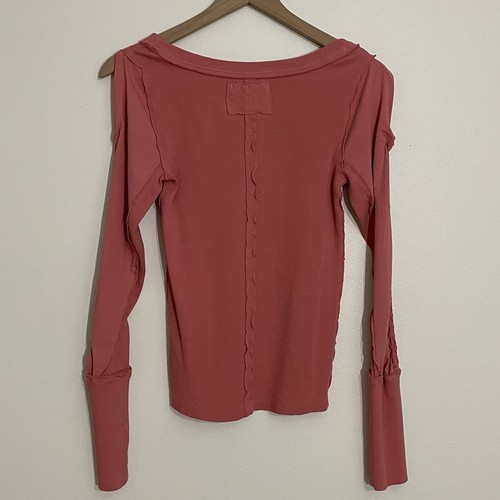 Free People We The Free Top Women’s XS Daisy Chain Cuff Blouse Sunsand Ribbed - Picture 5 of 13
