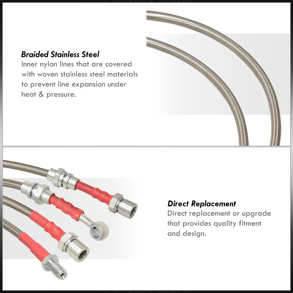 Silver 4PC F+R Racing Stainless Steel Brake Line Kit For 1986-1991 Toyota Supra Foto 2 de 4