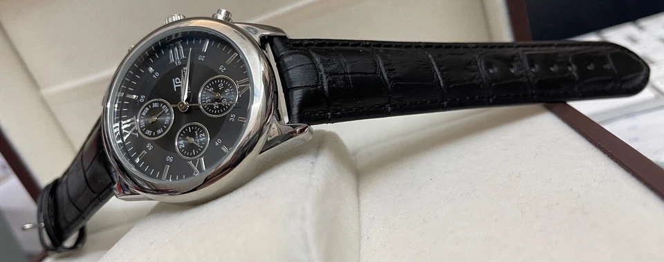 Flieger Herrenuhr Kalenderuhr 44 mm TP Time Piece Römisch Schwarz  - Bild 4 von 4