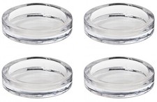 4 Clear Glass Round Candle Holder Base Plate Dish Coaster Pillar Church Candles