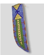 Handmade Old American Sioux Style Beaded Suede Hide  Knife Sheath NFS08