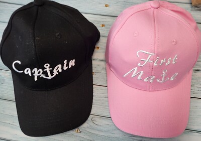 Black Captain and Pink First Mate Baseball Caps