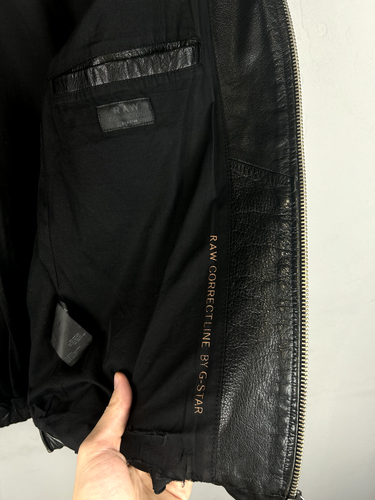 G-Star Raw Leather Jacket Bomber Biker Oldmoney Style Men's M Size - Picture 12 of 19