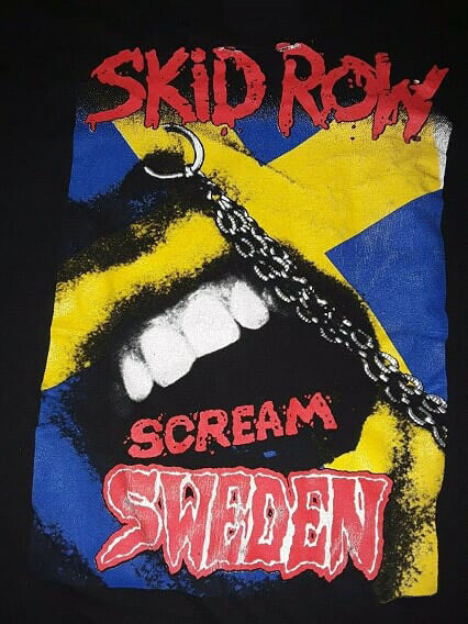 FILA T shirt Skid Row Scream Svezia 1991 nera uomo S 234XL