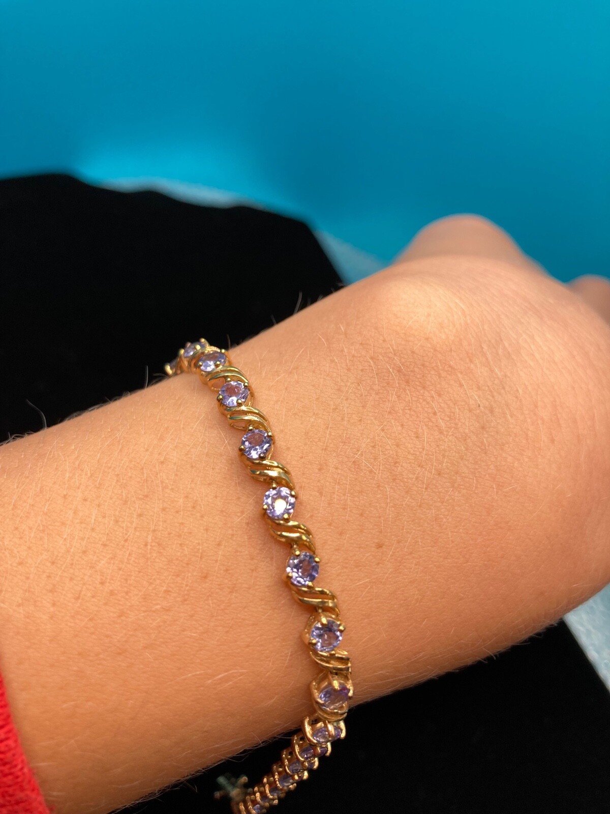 10K  Solid Gold Bracelets, Length 7'', Round Tanz… - image 5