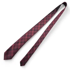 Ryan Seacrest Distinction Slim Necktie Silk Red & Black Checks 58" L - 3.15" W