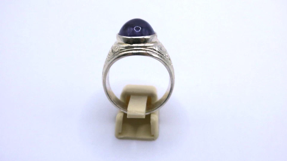 Men's Mid-Century Sterling Silver Amethyst Ring – Oval Bezel Set, Size 13 - Image 3 of 4