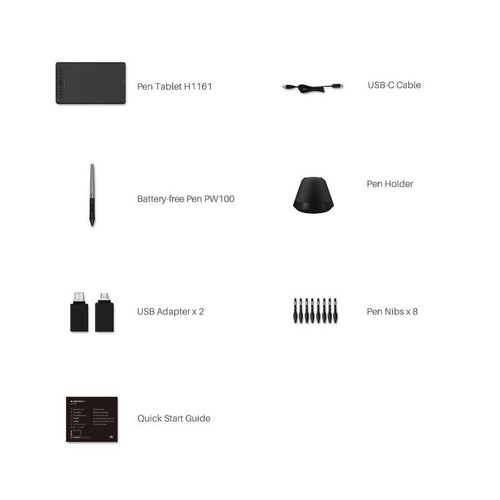 6930444801250 HUION H1161 Tablet graficzny 5080 lpi 279,4 x 174,6 mm USB czarny HU - Zdjęcie 2 z 4