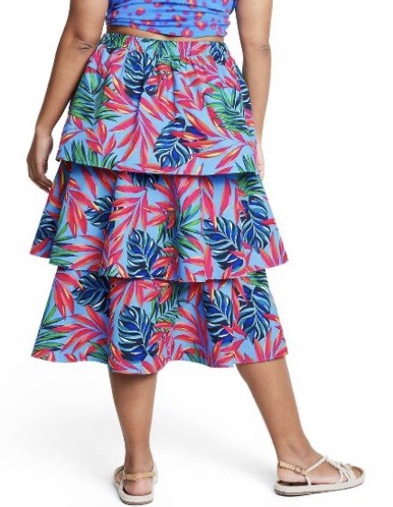 Tabitha Brown x Target Women's Tropical Print Tiered Midi Skirt - NWT Size Small