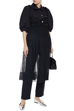 New Simone Rocha Embellished Tulle And Scuba Black Coat Size 8 Uk, 4 Us