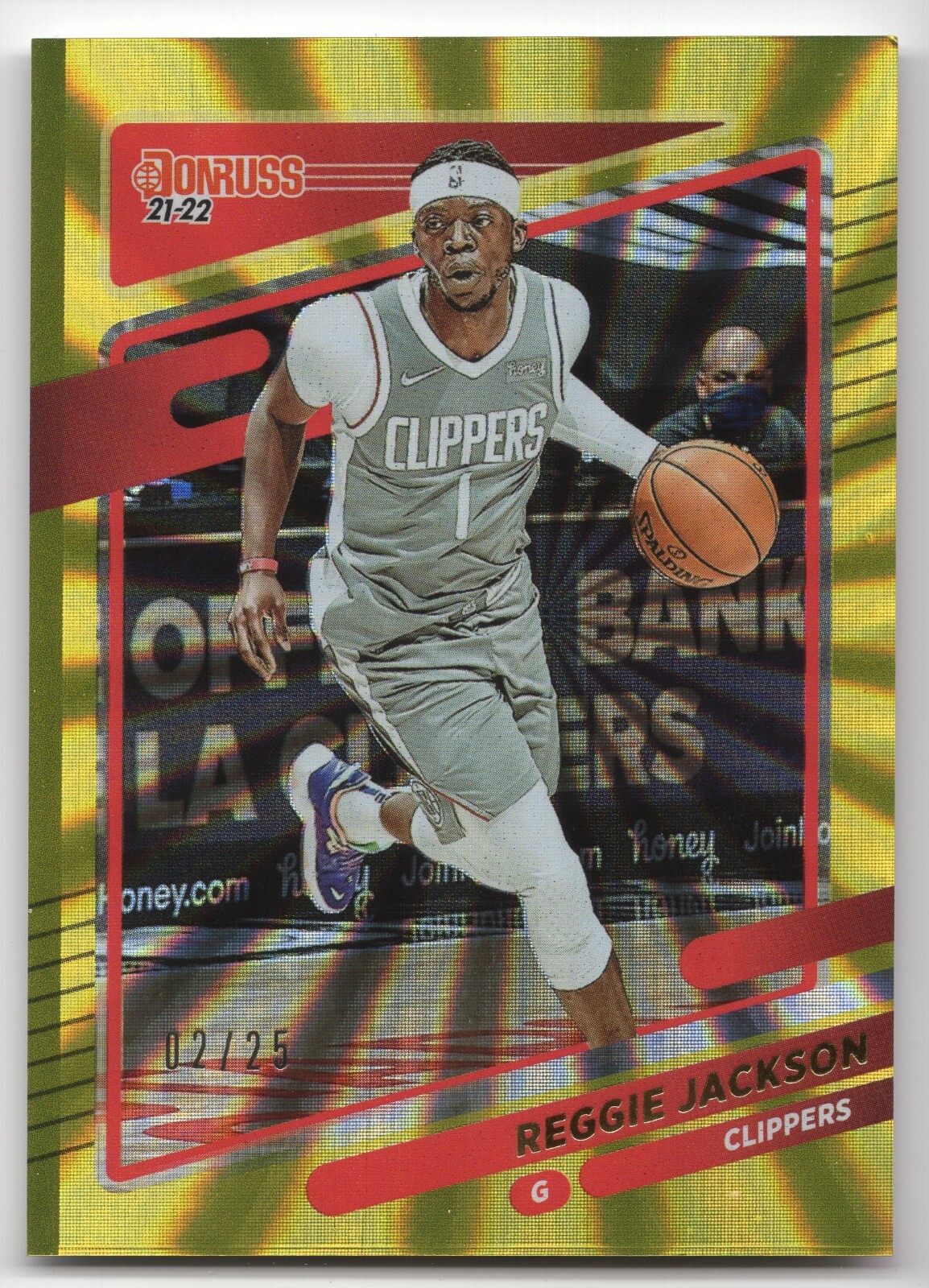 2021-22 Panini Donruss REGGIE JACKSON #59 Yellow Laser /25-Clippers (Bad Corner)