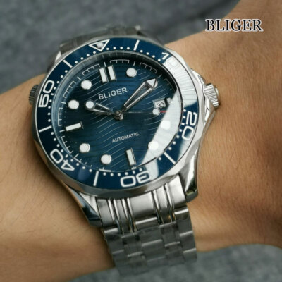 Hot BLIGER Mechanical 41mm Automatic Men Watch Sapphire Glass Metal Band Date 